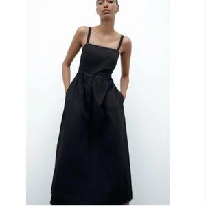 NWT Zara contrasting midi dress black